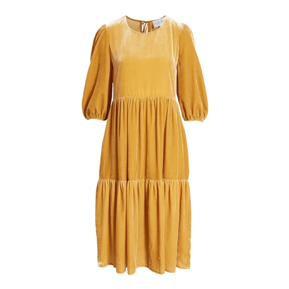 CHARLES HENRY 
Tie Back Tiered Midi Dress